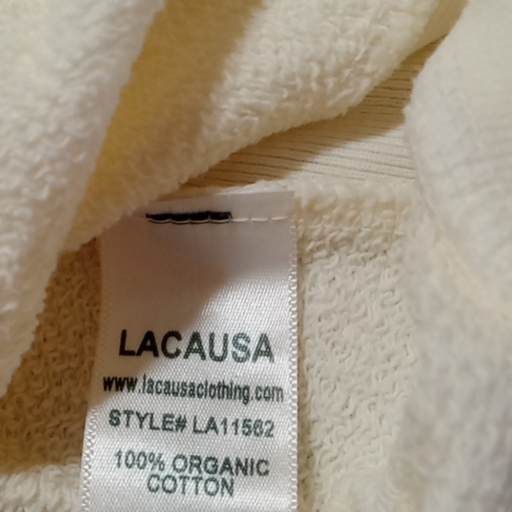 LACAUSA WOMENS EXTRA SMALL XS Top Sweatshirt Shirt NEW Casual Cream Organic - Picture 6 of 6